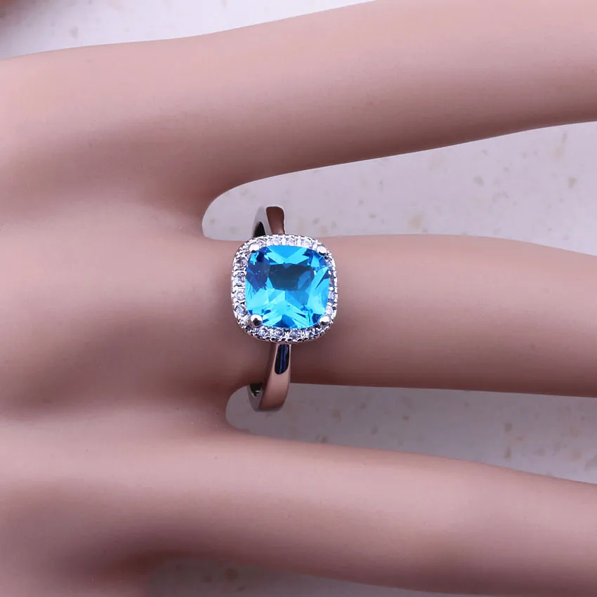 Комплект ювелирных изделий для женщин из серебра 925 пробы с небесно-синим