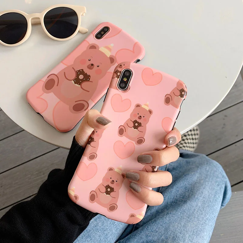 Розовый в форме сердца медведь печенье iphoneX мобильного телефона чехол iphoneXs Max