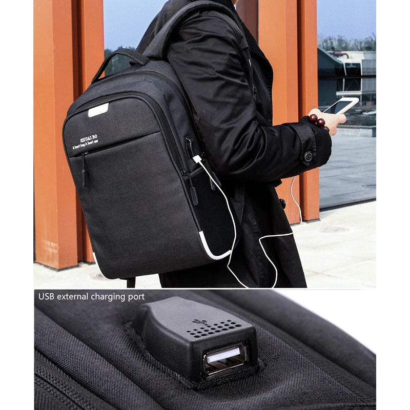 BAIJIAWEI новый для мужчин бизнес рюкзак USB сумка с зарядкой большой ёмкость ноутбука