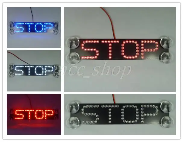 

NEW high quality Third generation letter lights suction cup Single Row STOP led car light