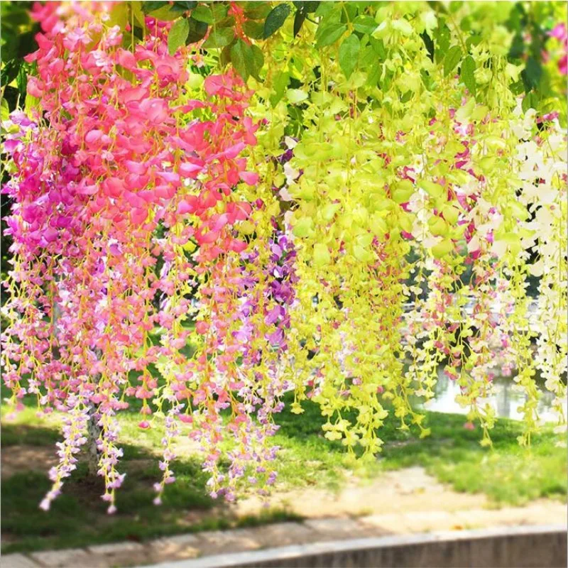

40 "(110CM) 1 pcs Simulation Home Decor Flower Graland Artificial silk wisteria vine High Quality Douhua 120pcs