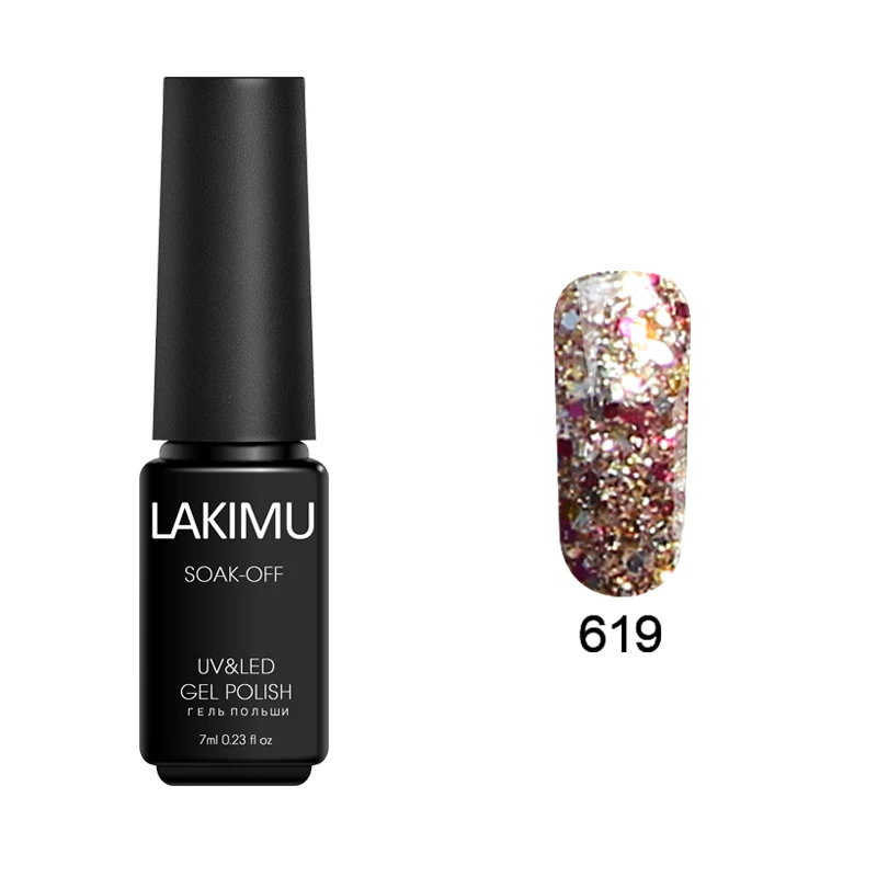 619 Lakimu 7 мл Алмазный цветной Блестящий Гель-лак УФ-Гель-лак для ногтей 3D дизайн ногтей блестки Гель-лак для ногтей Полупостоянный лак es - Цвет: 619