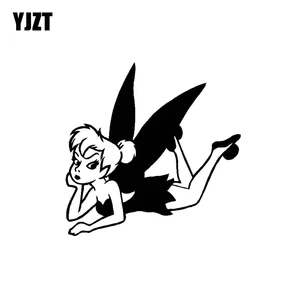 Виниловая наклейка YJZT, 14,5x14,3 см, чернаясеребристая, сексуальная, озорная, фея, девушка, стильный дизайн, C20-1017