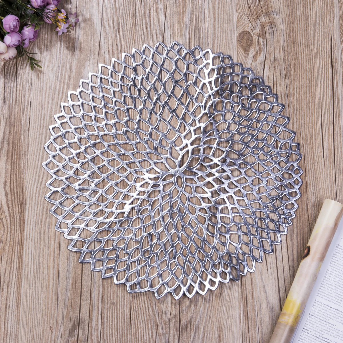 Silver Круглый подстаканник, Изоляционные Коврики для стола, подушечки, пластиковая настольная салфетка, Нескользящие Коврики для кофе, чая, коврики для кухни, украшение - Цвет: Silver