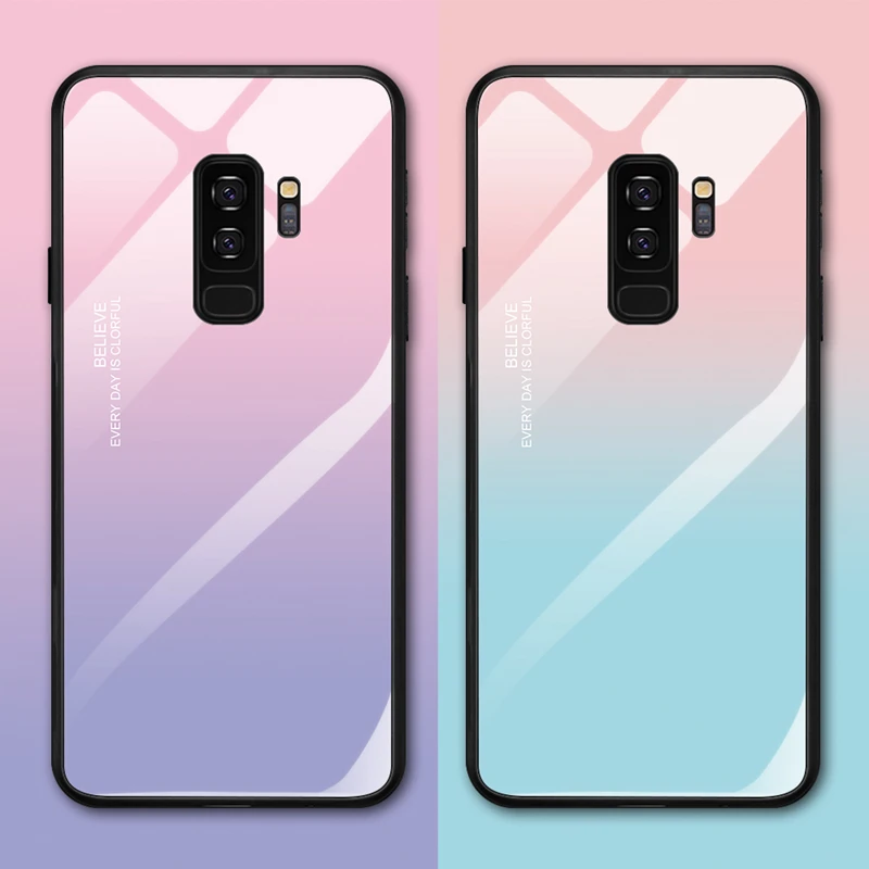Чехлы из закаленного стекла для телефонов Samsung Galaxy S8 S9 Plus роскошный защитный