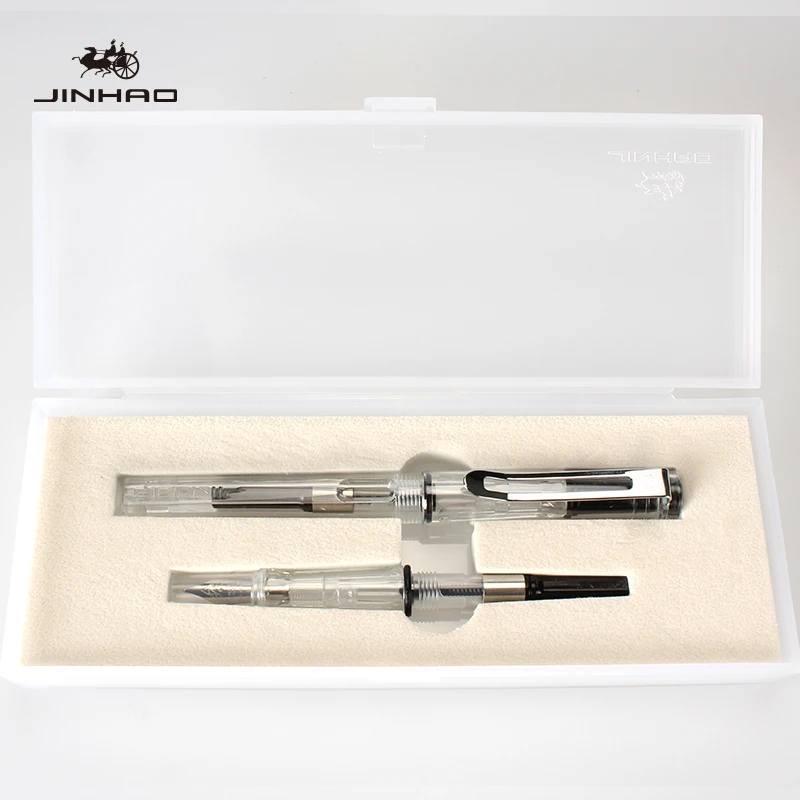 toumingbai Jinhao 599a Подарочная авторучка, роскошная ручка Iraurita для каллиграфии Dolma Kalem Pluma Fuente Caneta Tinteiro 0,38 мм и 0,5 мм, чернильная ручка - Цвет: toumingbai