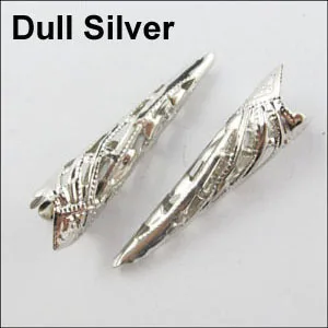 Dull Silver 50 шт./лот Стеклярус филигранная длинная крышка 9x35 мм золото серебро бронза тускло Серебро - Цвет: Dull Silver