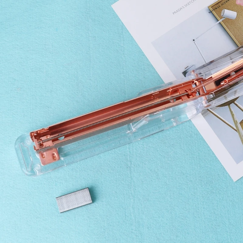 

Fashion Rose Gold Stapler Acrylic Metal 24/6 26/6 Practical Manual Staplers Tool