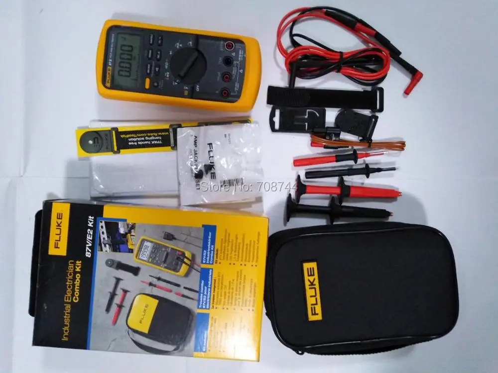 Аутентичный Fluke True RMS 87 V/E2 промышленный электрик комбо комплект мультиметр, бесплатно экспресс