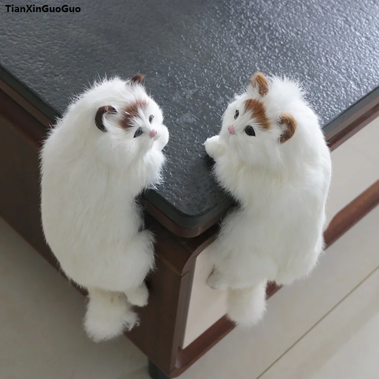 Жесткая модель белого кота из полиэтилена и пуха имитация 31x13x13 см украшение для