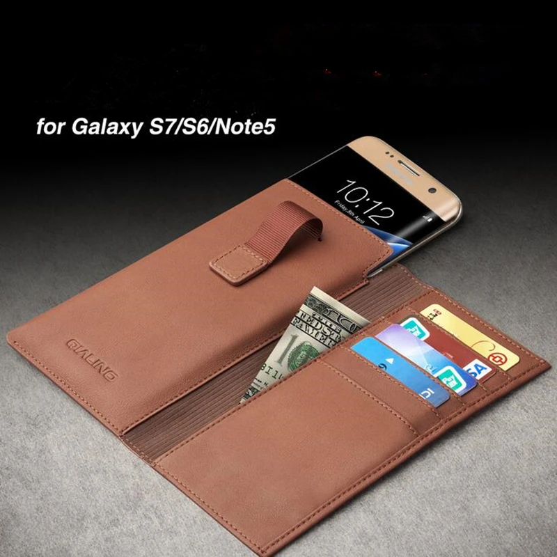 Чехол бумажник QIALINO из натуральной кожи чехол для Samsung Galaxy S7/S7 edge/S6/Note5/5 1 &quot/5 5&quot/5 7