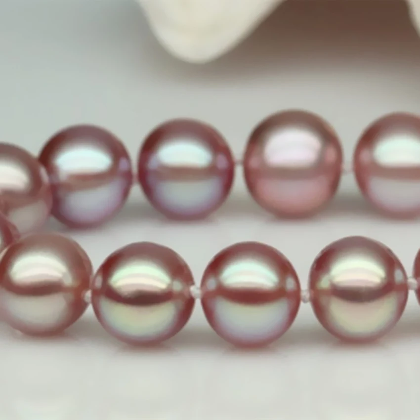 Золото-цвет пряжки 7-8 мм натуральный пресноводный Фиолетовый Круглый Жемчуг