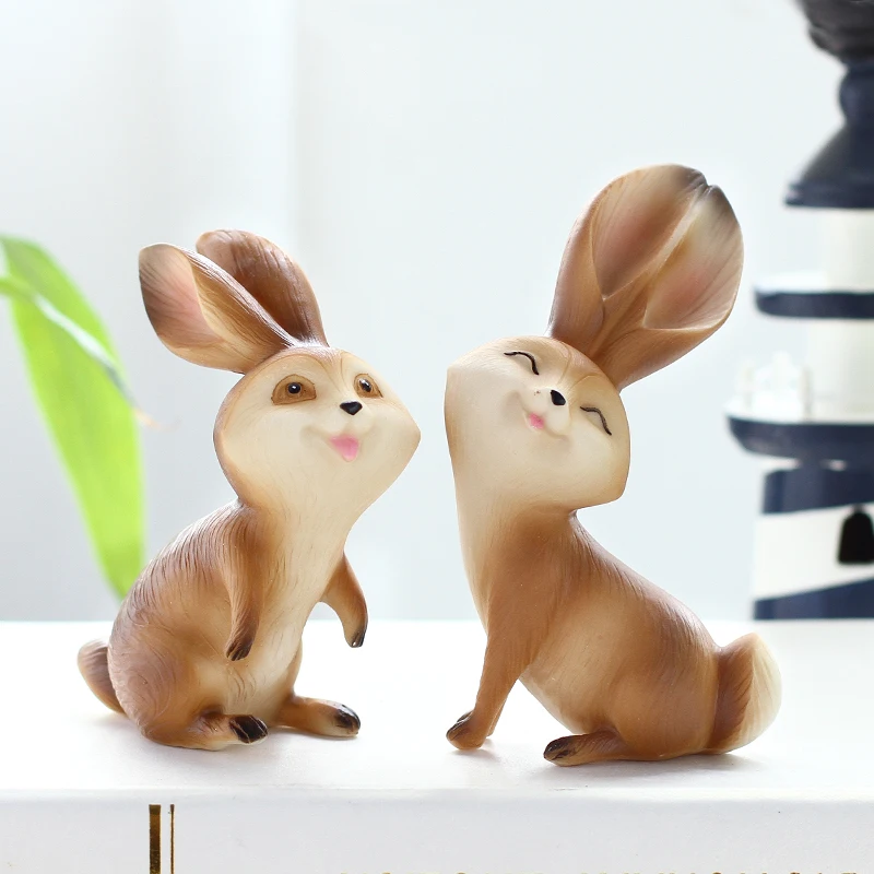 

Cute rabbits resin rabbit home decoration ornaments creative living room crafts decoration cute cartoon animals