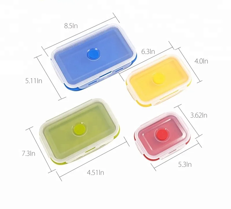 Складной силиконовый Ланч-бокс Microwavable контейнеры для пищевых продуктов складной