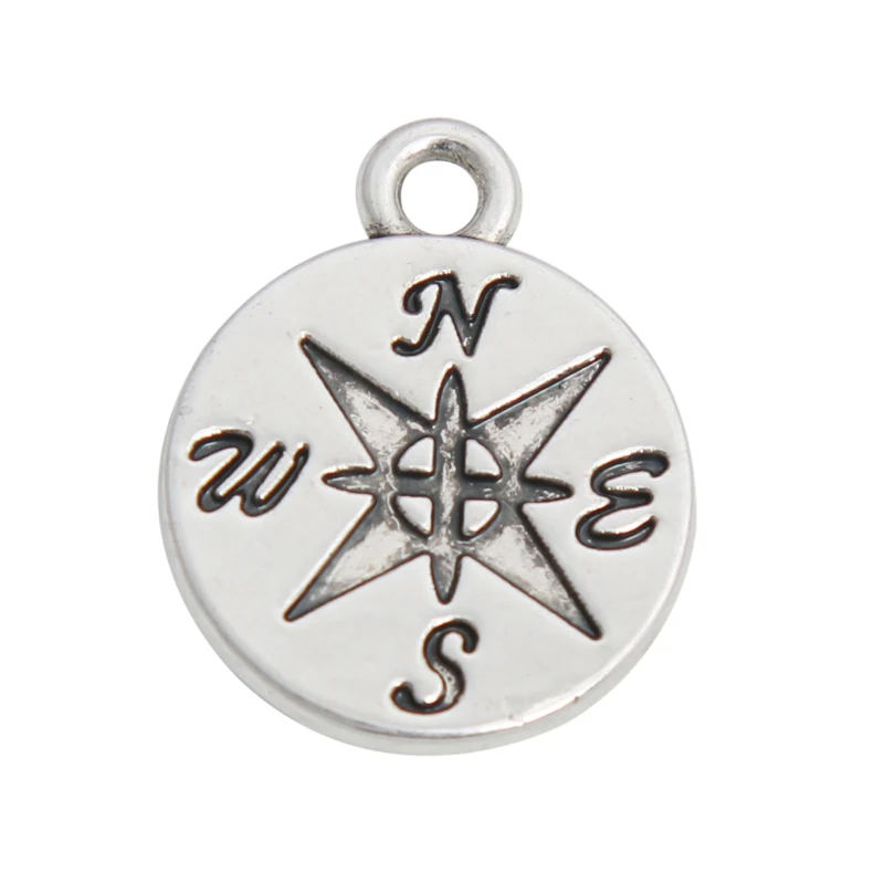 

RAINXTAR Fashion Double Side Alloy Camping Compass Charms For Camper 16*20mm 10pcs AAC1927