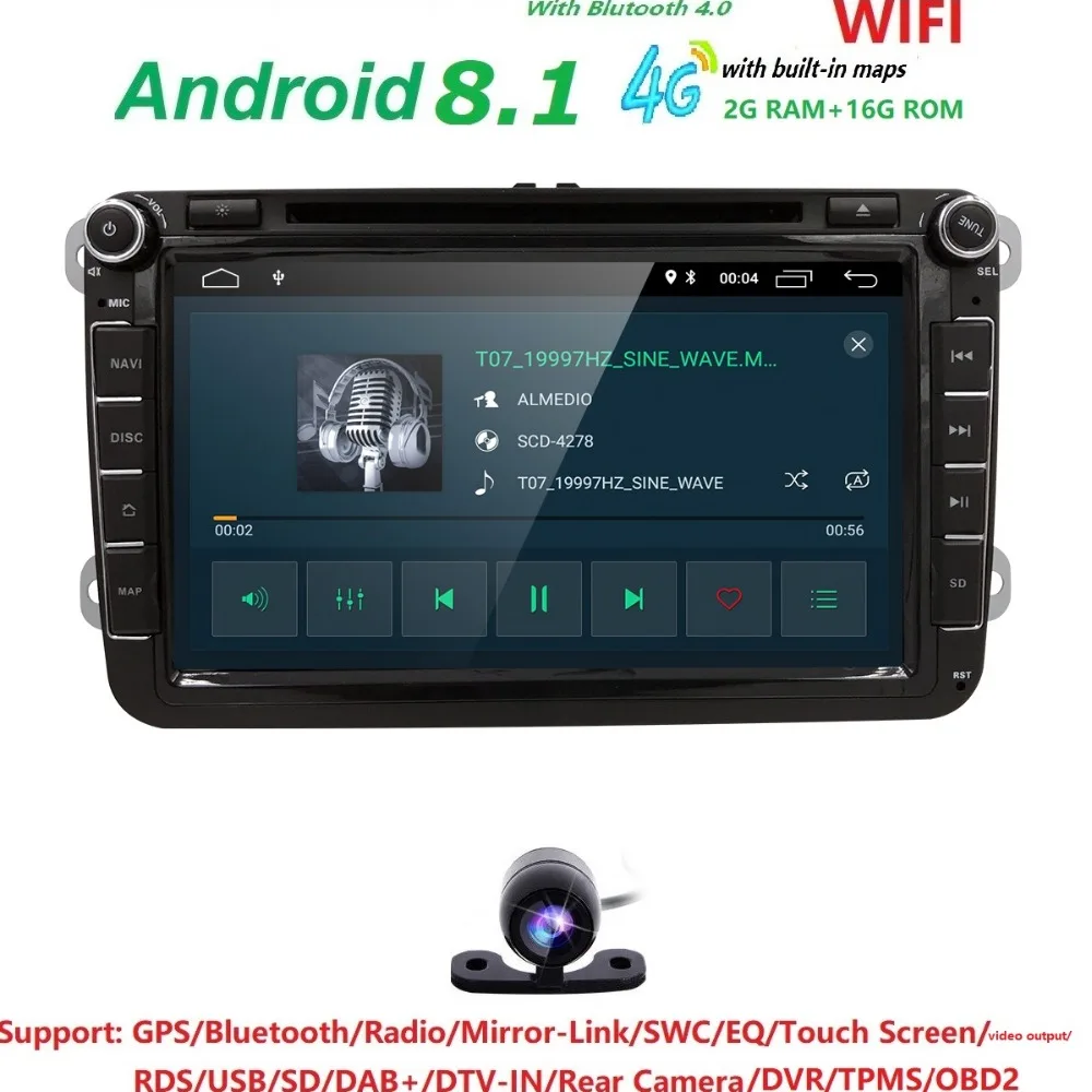 Android 8.1 7&quot 2din Car DVD for VW POLO GOLF 5 6 PASSAT B6 CC JETTA TIGUAN TOURAN EOS SHARAN SCIROCCO CADDY with 4GGPS Navi |