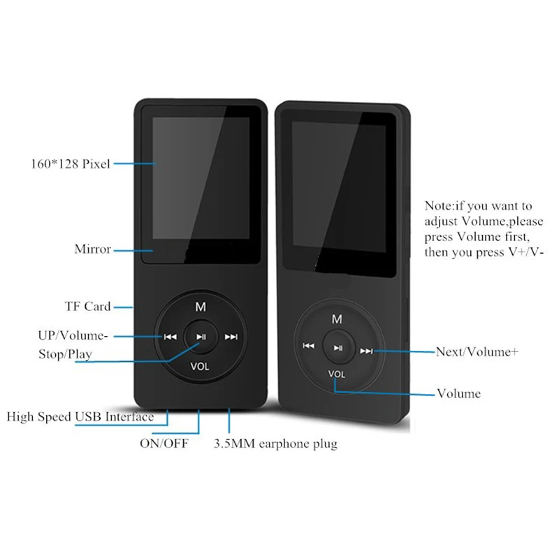 DOITOP 1 8 дюймовый экран Портативный 8G MP3 без потерь HIFI радио бас музыкальный плеер