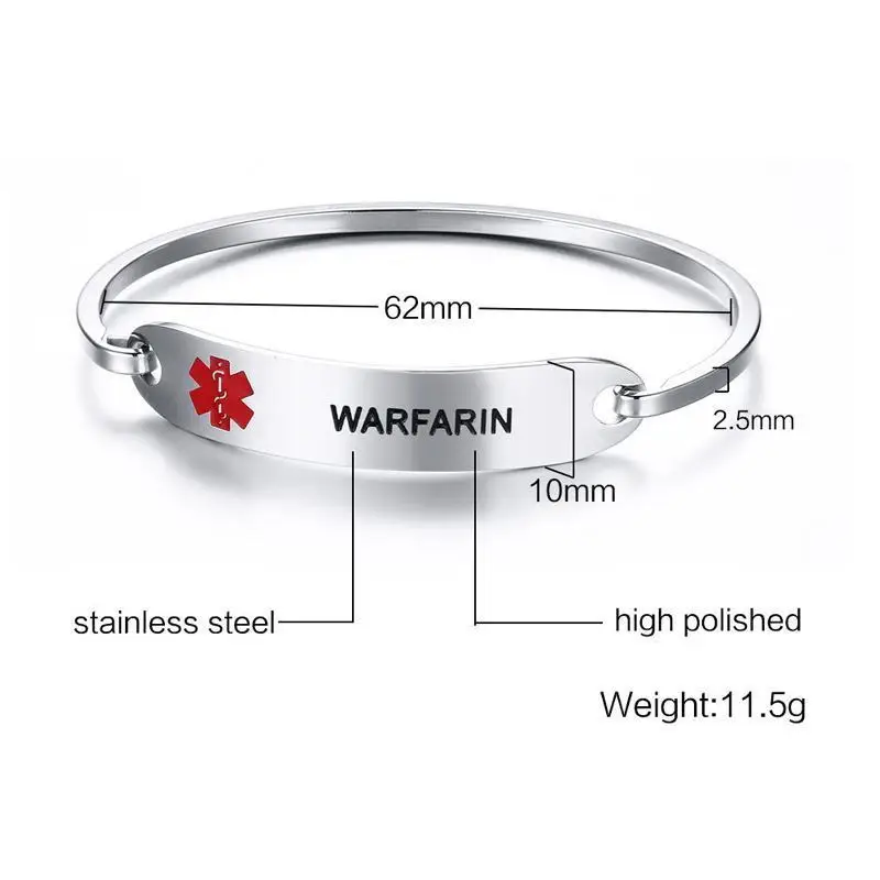 Vnox Медицинский ID браслет для женщин и мужчин на заказ Гравировка идентификация