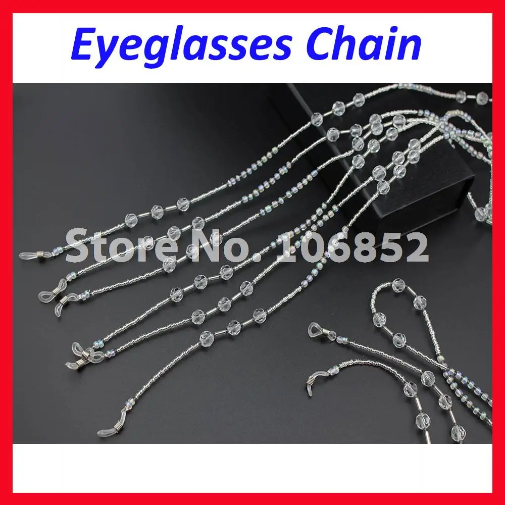 

Retail Free Shipping DH012 Clear pearl beaded sunglasses reading glasses eyeglasses cord for glasses neck strap chian string