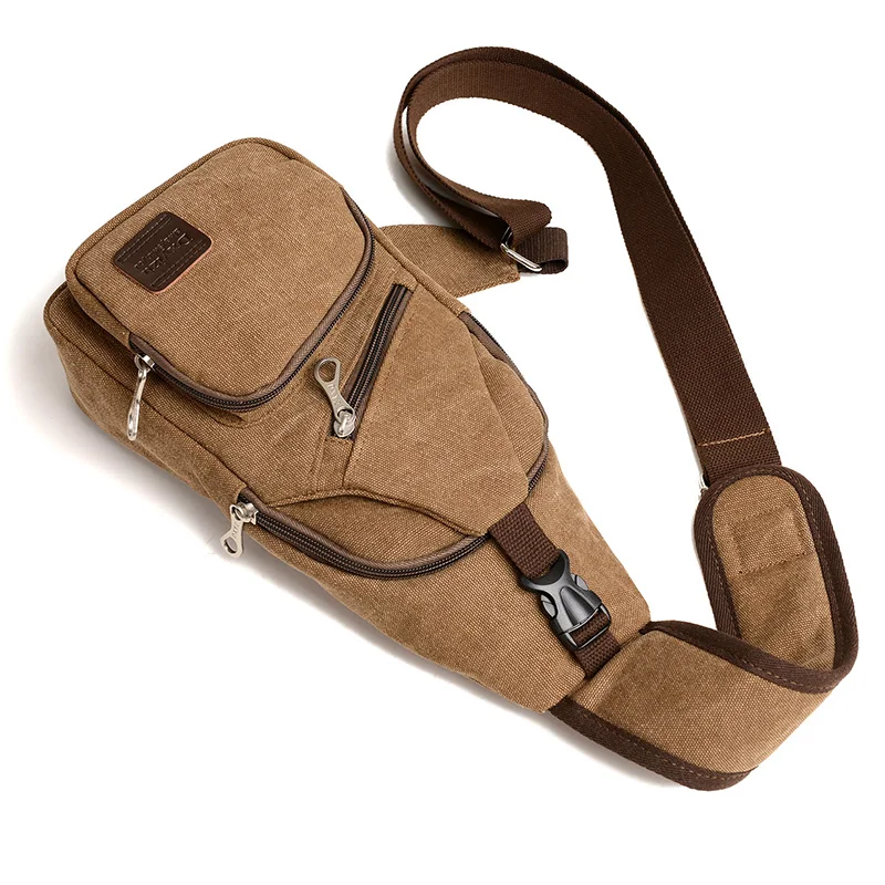 Новое поступление Винтаж одноцветное Для мужчин молнии Холст Грудь сумка хаки