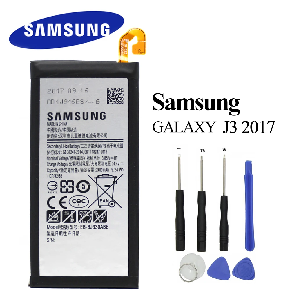 Оригинальная фотобатарея для Samsung Galaxy J3 2017 встроенная батарея J3300 2400 мАч с