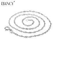 riancy classic 925 sterling silver link chian for women 1618 inch fashion solid silver fashion necklace water wave chian