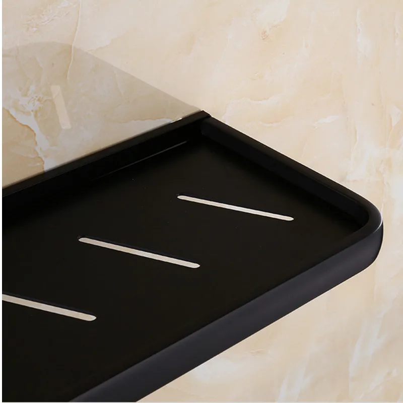 

Free shipping 50cm length Europe style black color space aluminium singel tier wall bathroom shelf keep drying BWS50