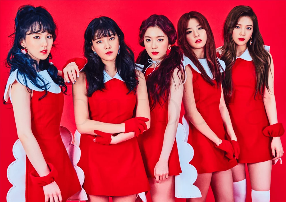 Красные бархатные постеры K Pop музыкальные настенные наклейки с белым покрытием