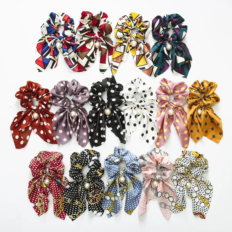 

sunnee Bow Streamers Hair Ring Fashion Ribbon Girl Hair Bands Scrunchie Horsetail Tie Solid Headwear Hair Accessories