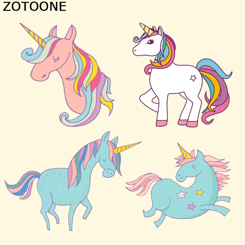 Яркие наклейки ZOTOONE с розами в виде единорога модные термопереводные из ПВХ на