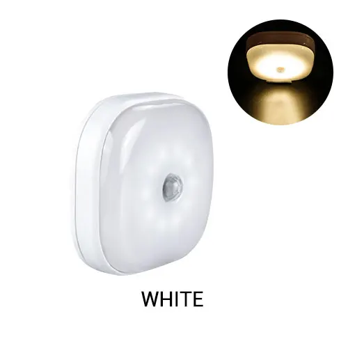 White Shell Warm Беспроводной светодиодный движения PIR Сенсор Кухня шкаф светильник Батарея лампа с светильник Сенсор Bajada De Cama холодильник освещение для шкафа - Цвет: White Shell Warm