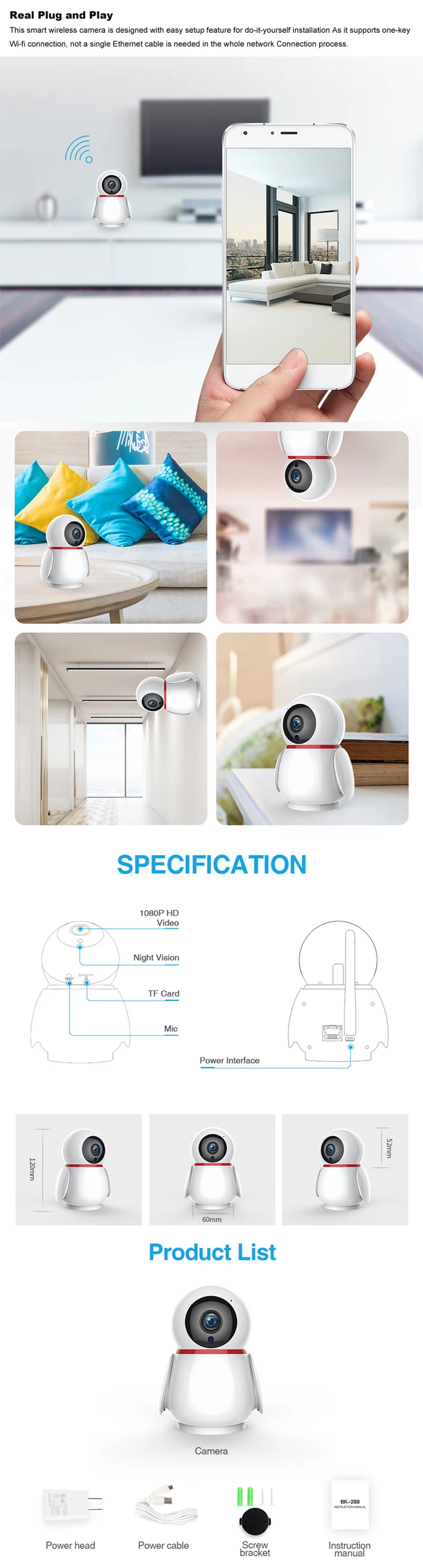 Higestone 1080P Беспроводная ip-камера домашняя камера видеонаблюдения камера с автоматическим отслеживанием сети CCTV ночного видения мобильное приложение IR WiFi