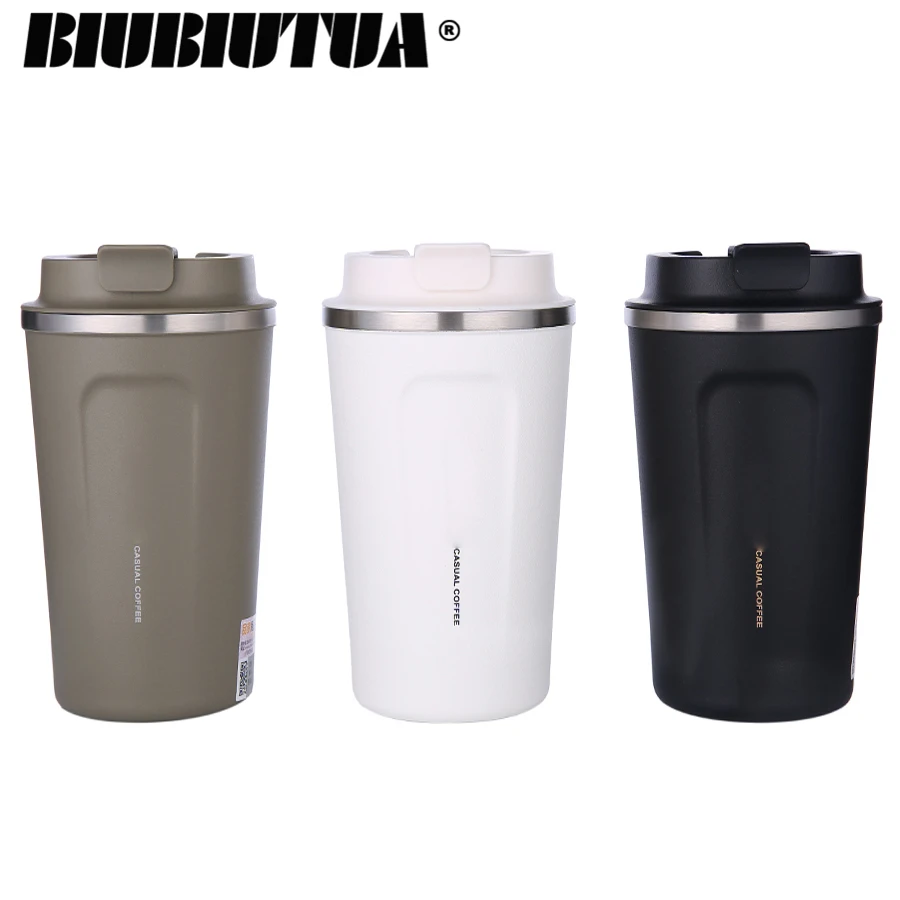 BIUBIUTUA 380 & 510 мл 304 Термокружка Из Нержавеющей Стали кофейная кружка с крышкой