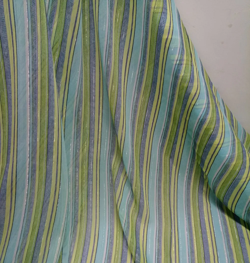 Fabric For Dress Chiffon Shimmer Stripe Soft DIY Fresh Costume Fashion Gown Blouse ON SALE 100cm*150cm | Дом и сад