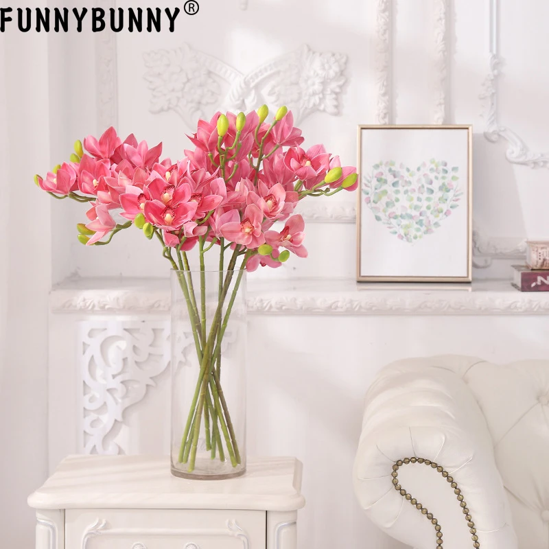 Искусственный цветок орхидеи FUNNYBUNNY украшение для дома свадьбы зеленая