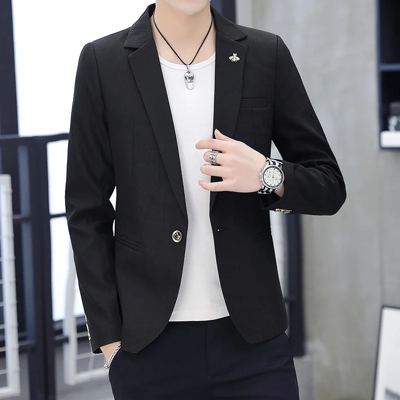 

2019 new suit men's spring and autumn Korean version of the handsome small suit trend Slim single Western jacket male