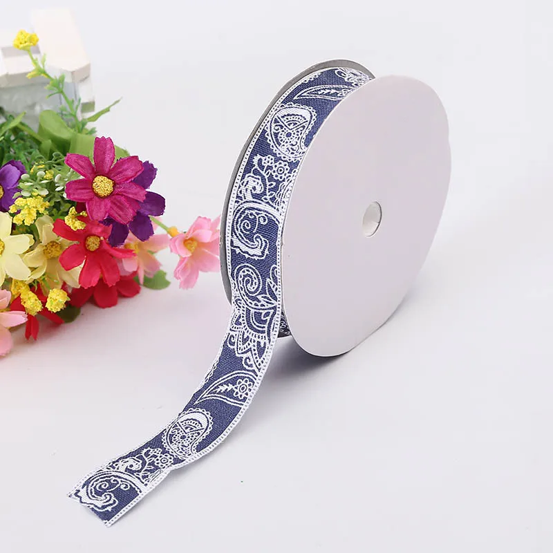 New Craft Supplies Trendy Ribbon 2.5cm Denim Large Waist Pattern Silk Sewing Costume Wedding Decoration Gift Packaging | Дом и сад