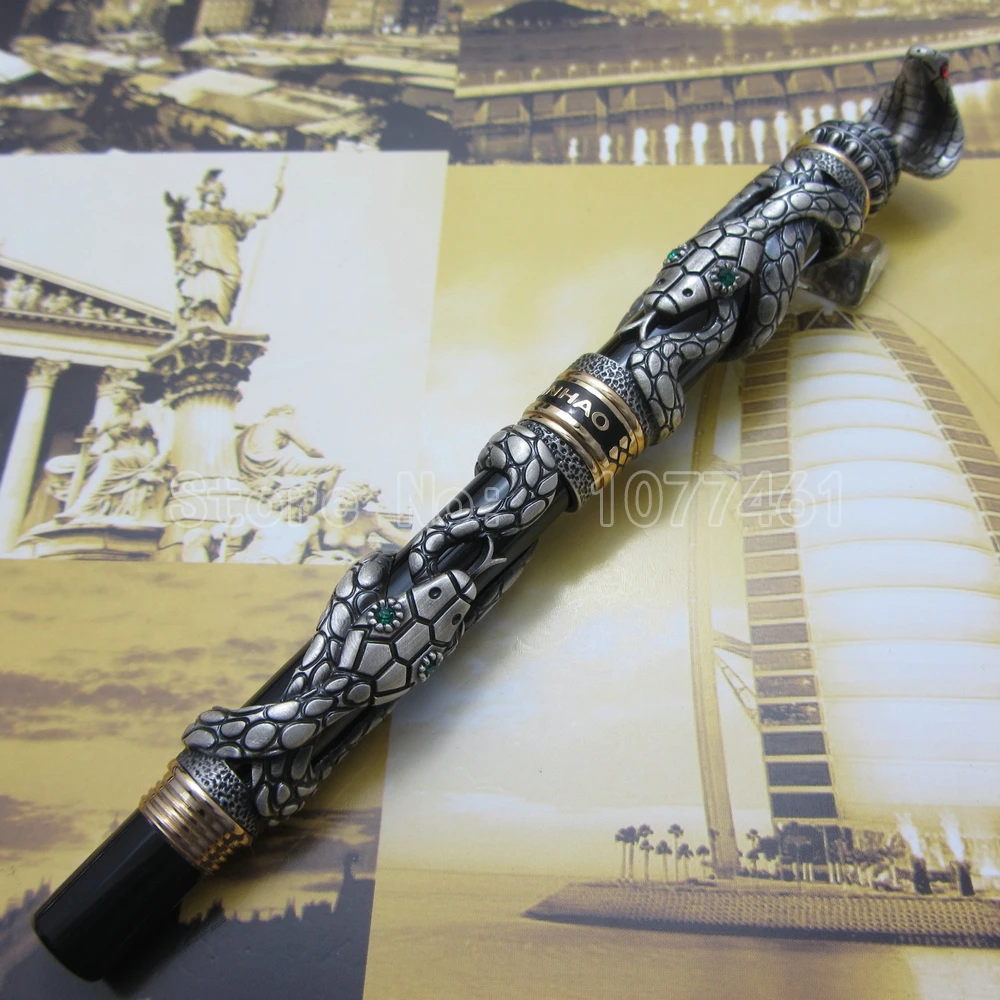 3 шт. jinhao белая черная золотая змея роликовая шариковая ручка с подарочной