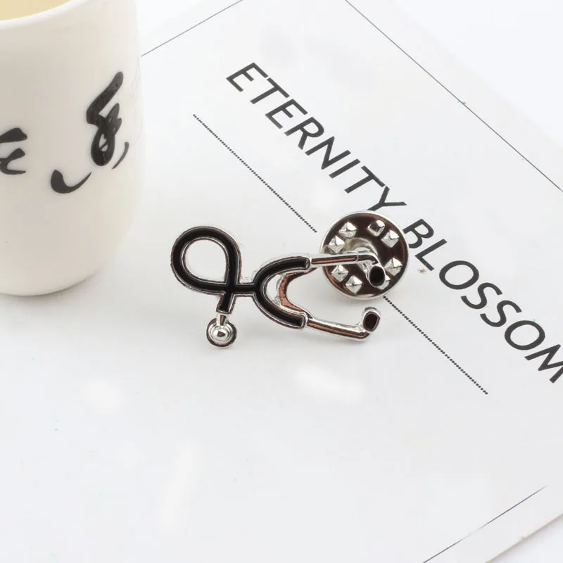 Цвета: черный золотистый стетоскоп бейдж на булавке модный подарок для