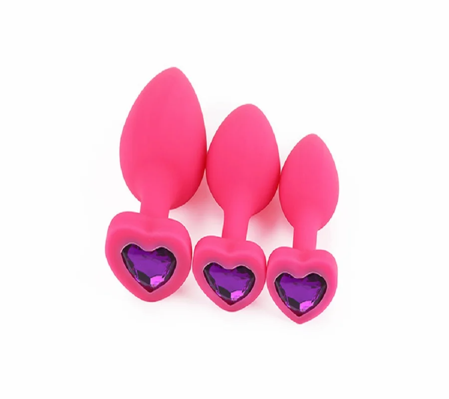 3pcs as 1 set Large medium small new heart silicone anal plug beads butt jewelry insert gay anus sex toys for men women | Красота и