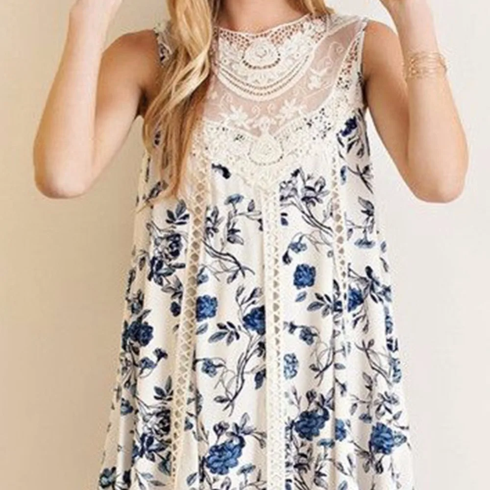 Womens Summer Dresses 2019 Print Flower Lace Mini Party Sexy Club Casual Vintage Beach Sun Dress Plus Size | Женская одежда