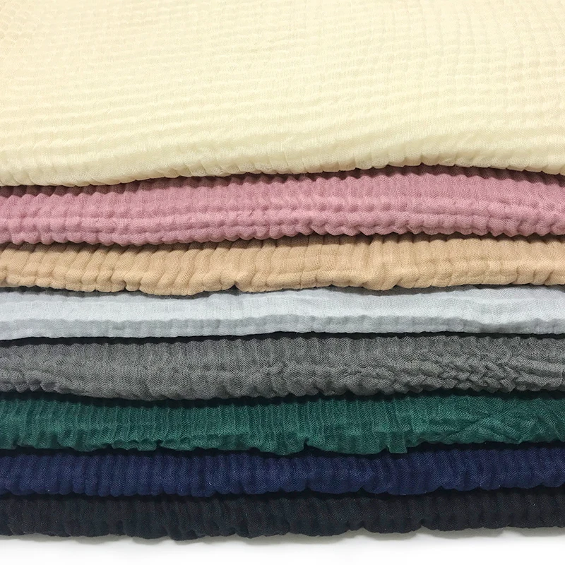 1PC Women Solid viscose scarf with pleated crinkled scarves muslim hijab eid shawl soft foulard wrap 12 Colors Fast Shipping |