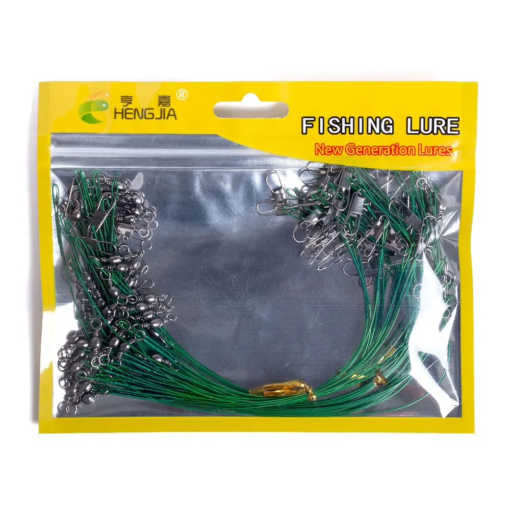 

60pcs/lot Fishing Wire Line Leash Lure Fishhook Line Trace Wire Leader Swivel Snap Spinner Shark Spinning Expert 15cm 20cm 25 cm