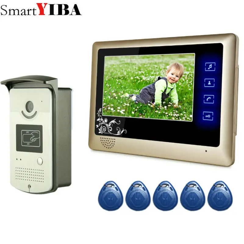 SmartYIBA домофон электронный домашний телефон с замком RFID брелоки доступ видеодомофон ключ домофона 7 дюймов сенсорный экран монитор - Цвет: 809MEID11