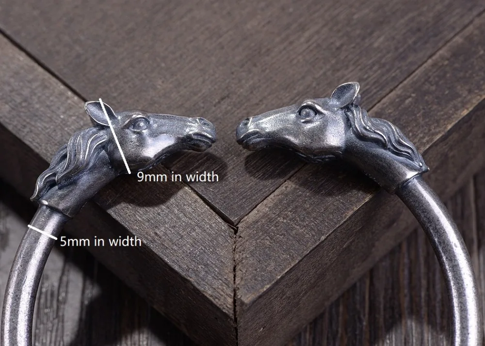 

Handmade 100% 925 Silver Good Luck Bracelet Double Horse Symbol Cuff Bracelet Pure Silver Man Bracelet