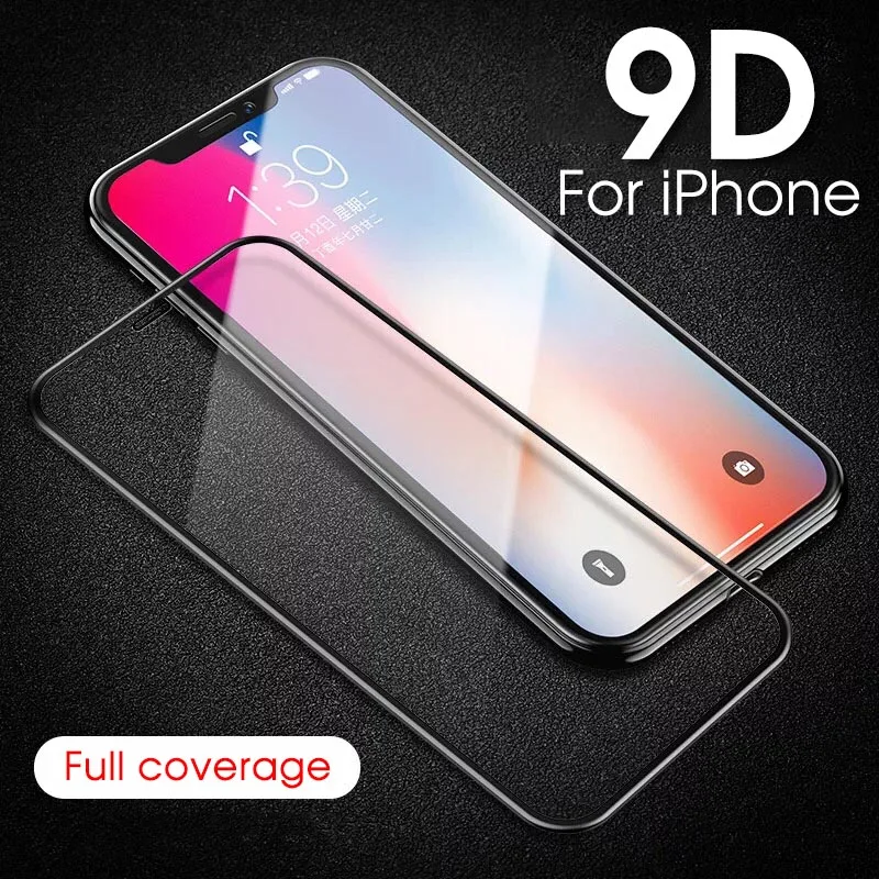 Защитная пленка из закаленного стекла 9D с полным клеем для iPhone 11 Pro Xs Max Xr X 8 7 6 6S Plus