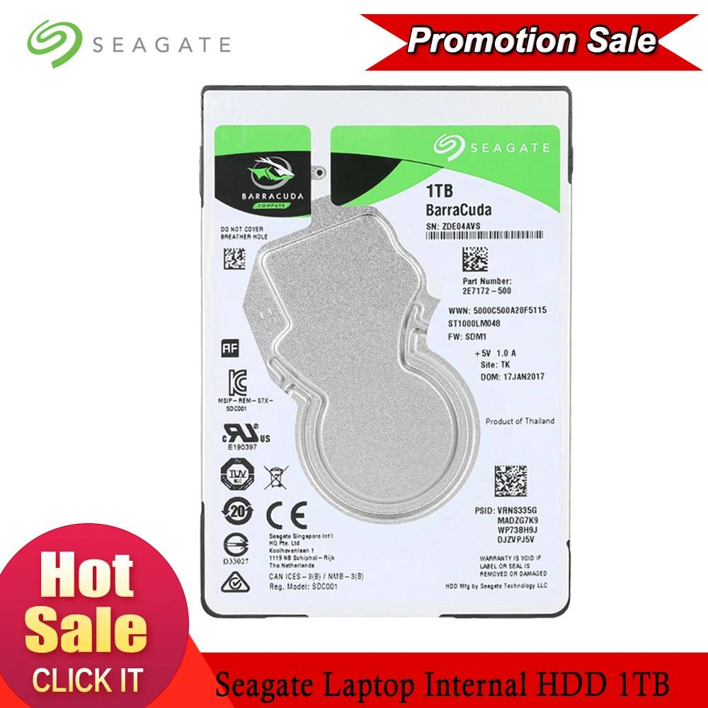 

Внутренний жесткий диск Seagate для ноутбука 1 ТБ, 2,5 дюйма, HDD 1 ТБ, 7 мм, 5400 об/мин, SATA 6, 8, 128 Мб кэш-памяти, 2,5 дюйма, внутренний HDD ST1000LM048