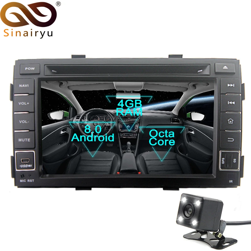 Sinairyu 2 Din Android 8 0 Octa Core dvd плеер автомобиля для Kia Sorento 2011 2012 gps навигации Мультимедиа