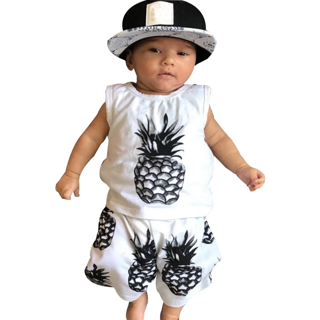 Infant Baby Boy Clothes Floral Vest Tops T-Shirt Shorts Pants 2PCS Kids Boutique Clothing bebes Roupas Infantis |