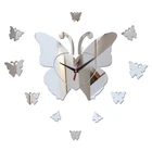 Новые модные настенные часы с циферблатом в форме бабочки, зеркальные акриловые настенные часы сделай сам, украшение в виде бабочки, настенные часы для гостиной